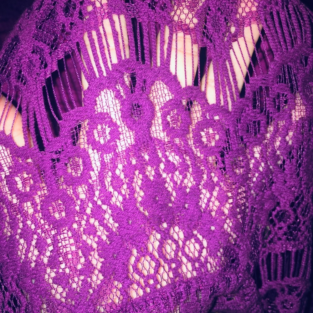 NWT Free People: Sm Purple Lacey Open Back Dress - Picture 3 of 5